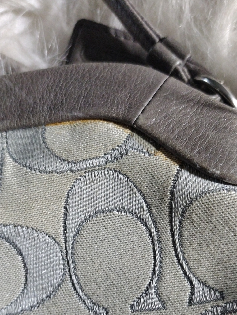 Coach Signature Canvas Wristlet in Taupe and Silver Metallic Trim - Picture 6 of 11